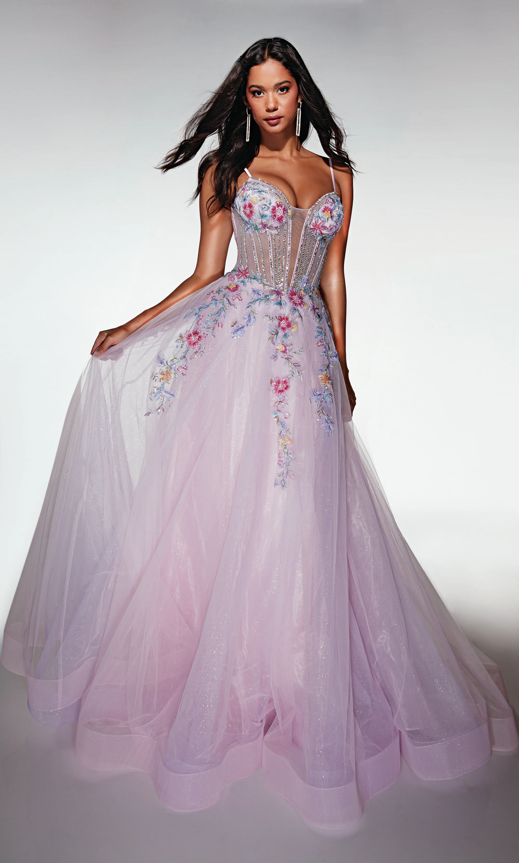 ALYCE Paris 62068 Alyce Long Plunging Neckline 80s Inspired Ballgown Dress - Image 3