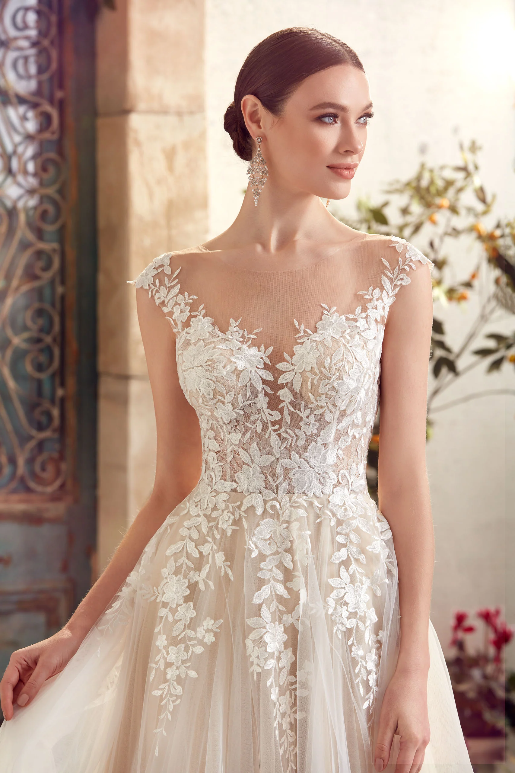 ALYCE Paris 5090 Bridal Plunging Neckline Illusion A Line Dress - Image 3