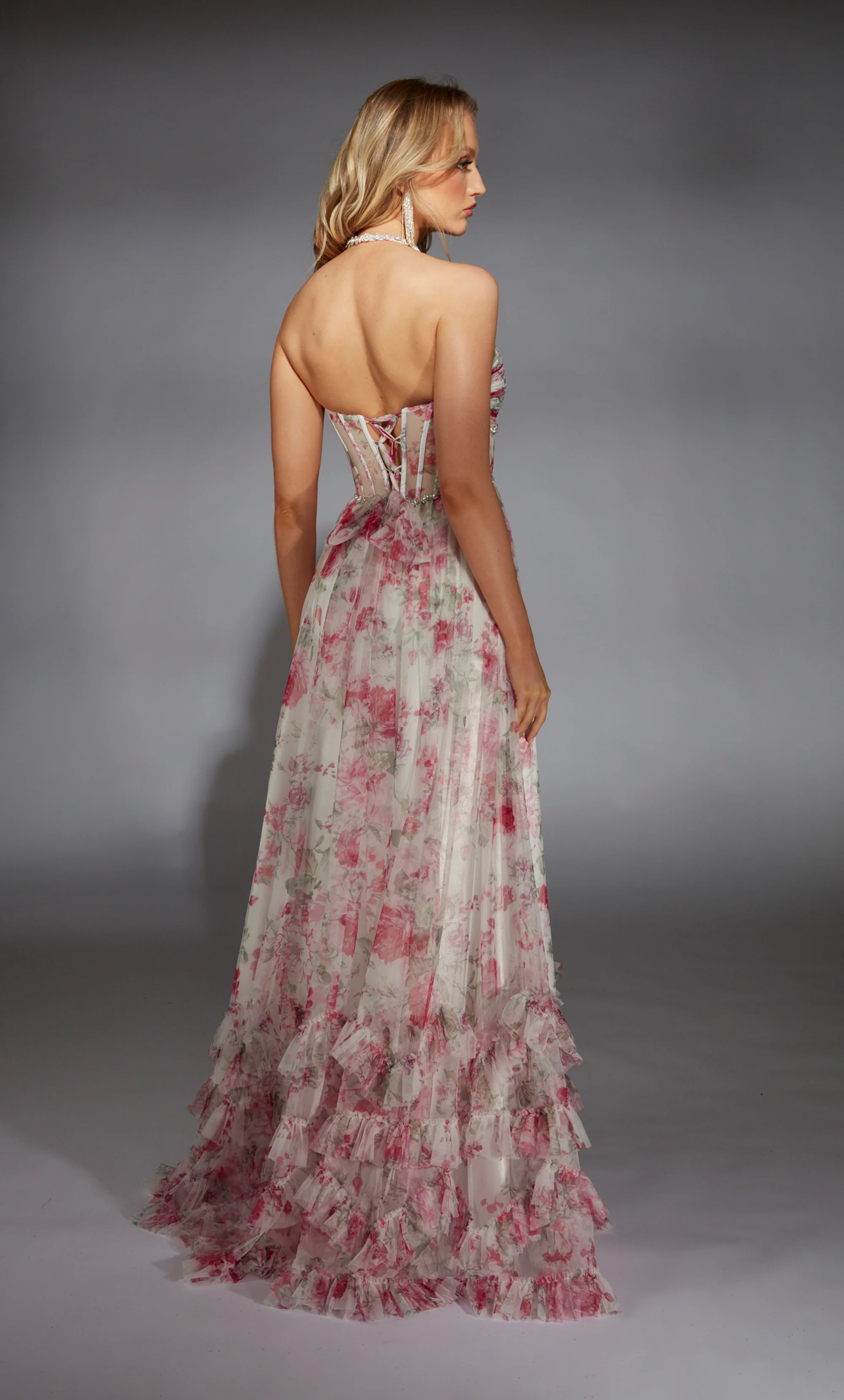 ALYCE Paris 61757 Alyce Long Halter Neckline 80s Inspired A Line Dress - Image 6